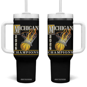Michigan 2026 Flaming Hoop Basketball Lover Tumbler With Handle Champions Victory Graphic Sports Fan TS12 One Size: 40 oz Black Print Your Wear