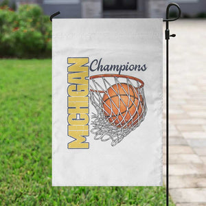 Vintage Michigan Hoops Pride Garden Flag Retro Blue And Gold Champions Victory Graphic Sports Fan TS12 Print Your Wear