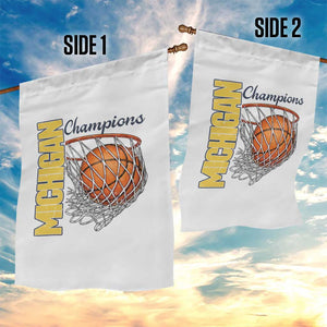 Vintage Michigan Hoops Pride Garden Flag Retro Blue And Gold Champions Victory Graphic Sports Fan TS12 Print Your Wear
