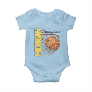 Vintage Michigan Hoops Pride Baby Onesie Retro Blue And Gold Champions Victory Graphic Sports Fan TS12 Light Blue Print Your Wear