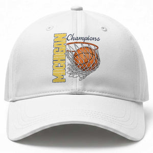 Vintage Michigan Hoops Pride Baseball Cap Retro Blue And Gold Champions Victory Graphic Sports Fan TS12 Print Your Wear