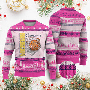 Vintage Michigan Hoops Pride Ugly Christmas Sweater Retro Blue And Gold Champions Victory Graphic Sports Fan TS12 Hot Pink Print Your Wear