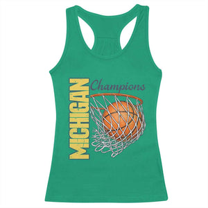 Vintage Michigan Hoops Pride Racerback Tank Top Retro Blue And Gold Champions Victory Graphic Sports Fan TS12 Irish Green Print Your Wear