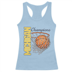 Vintage Michigan Hoops Pride Racerback Tank Top Retro Blue And Gold Champions Victory Graphic Sports Fan TS12 Light Blue Print Your Wear