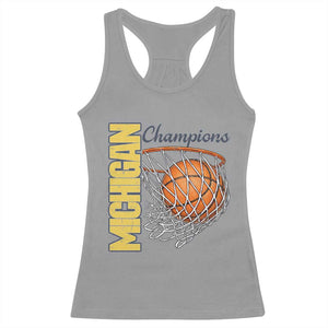 Vintage Michigan Hoops Pride Racerback Tank Top Retro Blue And Gold Champions Victory Graphic Sports Fan TS12 Sport Gray Print Your Wear