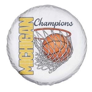 Vintage Michigan Hoops Pride Spare Tire Cover Retro Blue And Gold Champions Victory Graphic Sports Fan TS12 Print Your Wear