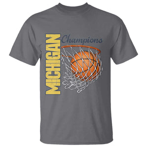 Vintage Michigan Hoops Pride T Shirt Retro Blue And Gold Champions Victory Graphic Sports Fan TS12 Charcoal Print Your Wear