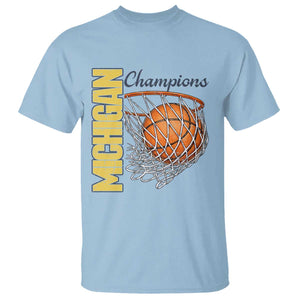 Vintage Michigan Hoops Pride T Shirt Retro Blue And Gold Champions Victory Graphic Sports Fan TS12 Light Blue Print Your Wear