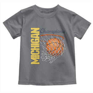 Vintage Michigan Hoops Pride Toddler T Shirt Retro Blue And Gold Champions Victory Graphic Sports Fan TS12 Charcoal Print Your Wear