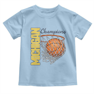 Vintage Michigan Hoops Pride Toddler T Shirt Retro Blue And Gold Champions Victory Graphic Sports Fan TS12 Light Blue Print Your Wear