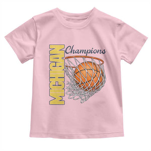 Vintage Michigan Hoops Pride Toddler T Shirt Retro Blue And Gold Champions Victory Graphic Sports Fan TS12 Light Pink Print Your Wear