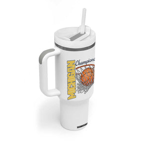 Vintage Michigan Hoops Pride Tumbler With Handle Retro Blue And Gold Champions Victory Graphic Sports Fan TS12 Print Your Wear
