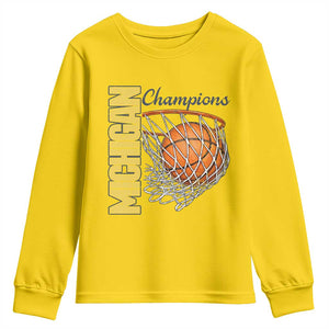 Vintage Michigan Hoops Pride Youth Sweatshirt Retro Blue And Gold Champions Victory Graphic Sports Fan TS12 Daisy Print Your Wear