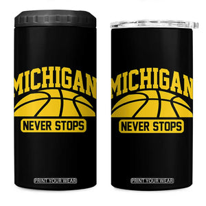 Michigan Never Stops 4 in 1 Can Cooler Tumbler Great Lakes State Basketball Pride Gift TS12 One Size: 16 oz Black Print Your Wear