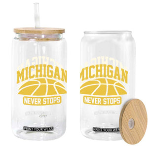 Michigan Never Stops Glass Can Great Lakes State Basketball Pride Gift TS12 Print Your Wear
