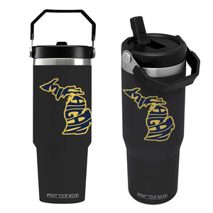 Michigan Lover State Map Pride Souvenir Gift Flip Straw Tumbler TS12 One Size: 30 oz Black Print Your Wear