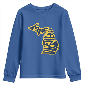 Michigan Lover State Map Pride Souvenir Gift Youth Sweatshirt TS12 Royal Blue Print Your Wear
