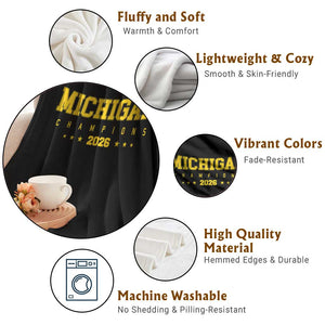 Michigan 2026 Basketball Victory Throw Blanket Champions Pride Fan Gift TS12 Print Your Wear