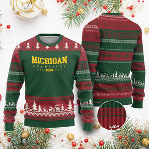 Michigan 2026 Basketball Victory Ugly Christmas Sweater Champions Pride Fan Gift TS12 Red Green Print Your Wear