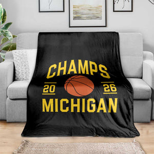 Michigan Hoops Champions Graphic Throw Blanket 2026 Basketball Victory Pride TS12 Print Your Wear
