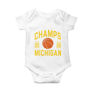 Michigan Hoops Champions Graphic Baby Onesie 2026 Basketball Victory Pride TS12 White Print Your Wear