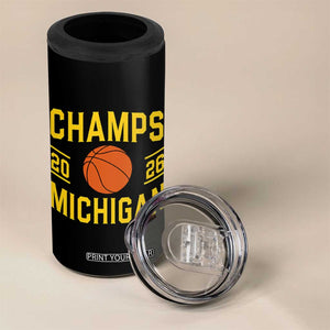 Michigan Hoops Champions Graphic 4 in 1 Can Cooler Tumbler 2026 Basketball Victory Pride TS12 Print Your Wear