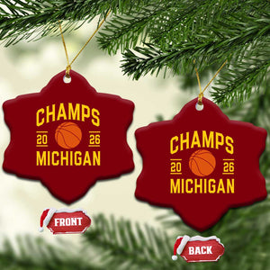 Michigan Hoops Champions Graphic Ceramic Ornament 2026 Basketball Victory Pride TS12 Print Your Wear