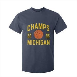 Michigan Hoops Champions Graphic T Shirt For Kid 2026 Basketball Victory Pride TS12 Navy Print Your Wear