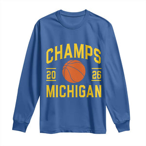 Michigan Hoops Champions Graphic Long Sleeve Shirt 2026 Basketball Victory Pride TS12 Royal Blue Print Your Wear