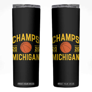 Michigan Hoops Champions Graphic Skinny Tumbler 2026 Basketball Victory Pride TS12 Black Print Your Wear