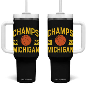Michigan Hoops Champions Graphic Tumbler With Handle 2026 Basketball Victory Pride TS12 One Size: 40 oz Black Print Your Wear
