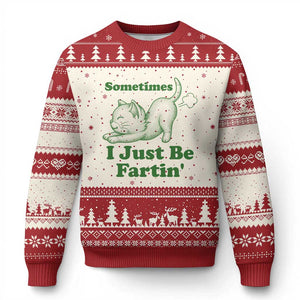 Funny Cat Sometimes I Just Be Fartin Ugly Christmas Sweater Pet Lover TS12 Beige Red Print Your Wear