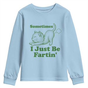 Funny Cat Sometimes I Just Be Fartin Youth Sweatshirt Pet Lover TS12 Light Blue Print Your Wear