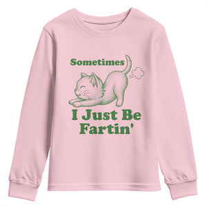 Funny Cat Sometimes I Just Be Fartin Youth Sweatshirt Pet Lover TS12 Light Pink Print Your Wear