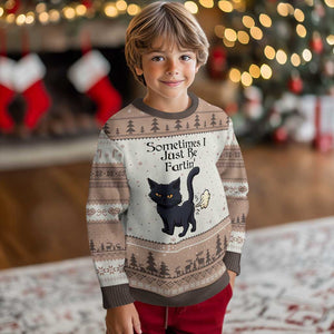 Funny Black Cat Bathroom Humor Ugly Christmas Sweater Sometimes I Just Be Fartin TS12 Mocha Mousse Print Your Wear