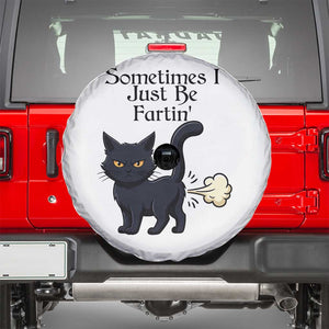 Funny Black Cat Bathroom Humor Spare Tire Cover Sometimes I Just Be Fartin TS12 White Print Your Wear