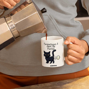 Funny Black Cat Bathroom Humor Coffee Mug Sometimes I Just Be Fartin TS12 Print Your Wear