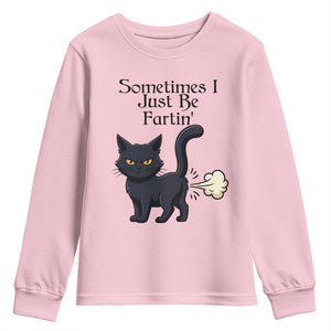 Funny Black Cat Bathroom Humor Youth Sweatshirt Sometimes I Just Be Fartin TS12 Light Pink Print Your Wear