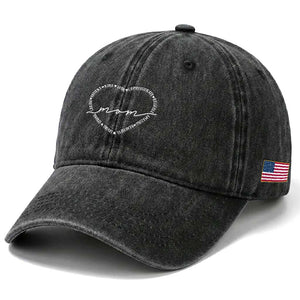 Mothers Day Mom Quotes Washed Cotton Baseball Cap Heart Shape Loving Typography Gift TS12 Print Your Wear