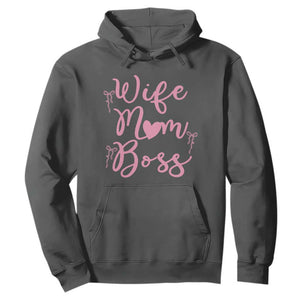 Funny Wife Mom Boss Hoodie Girly Pink Bows Mothers Day Gift TS12 Dark Heather Print Your Wear