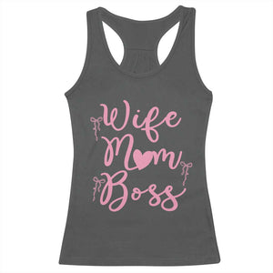 Funny Wife Mom Boss Racerback Tank Top Girly Pink Bows Mothers Day Gift TS12 Dark Heather Print Your Wear