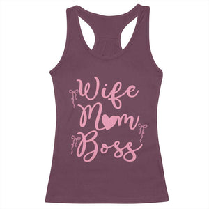 Funny Wife Mom Boss Racerback Tank Top Girly Pink Bows Mothers Day Gift TS12 Maroon Print Your Wear