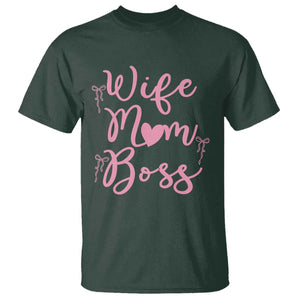 Funny Wife Mom Boss T Shirt Girly Pink Bows Mothers Day Gift TS12 Dark Forest Green Print Your Wear