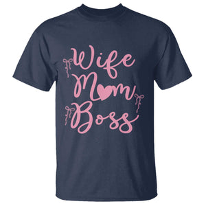 Funny Wife Mom Boss T Shirt Girly Pink Bows Mothers Day Gift TS12 Navy Print Your Wear