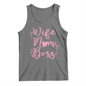 Funny Wife Mom Boss Tank Top Girly Pink Bows Mothers Day Gift TS12 Black Heather Print Your Wear