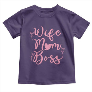 Funny Wife Mom Boss Toddler T Shirt Girly Pink Bows Mothers Day Gift TS12 Purple Print Your Wear