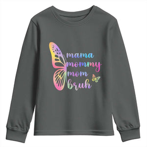 Funny Mom Saying Gift Youth Sweatshirt Mama Mommy Mom Bruh TS12 Dark Heather Print Your Wear