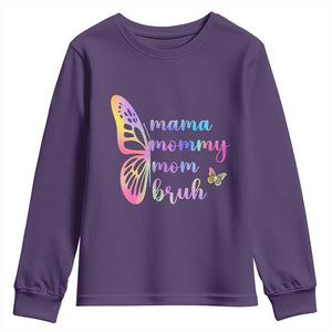 Funny Mom Saying Gift Youth Sweatshirt Mama Mommy Mom Bruh TS12 Purple Print Your Wear