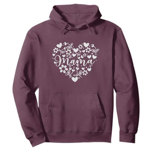 Floral Mama Heart Graphic Hoodie Mothers Day Flower Gift TS12 Maroon Print Your Wear