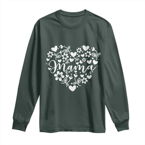 Floral Mama Heart Graphic Long Sleeve Shirt Mothers Day Flower Gift TS12 Dark Forest Green Print Your Wear